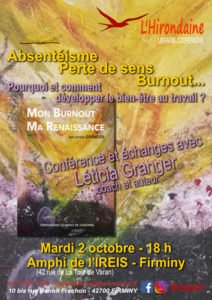 Soirée théma : Burnout - IREIS - Librairie L'hirondaine Firminy juin 2018