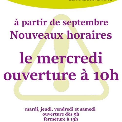 librairie l'hirondaine nouveaux horaires mercredi ouverture à 10h