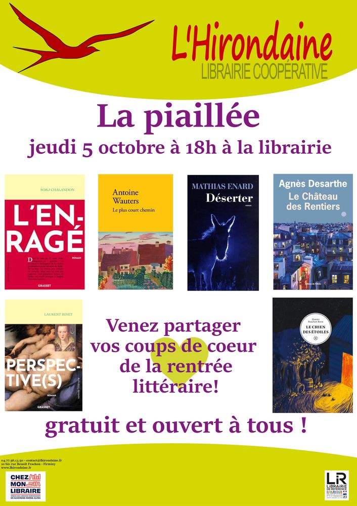 librairie l'hirondaine coopérative firminy rdv piaillee