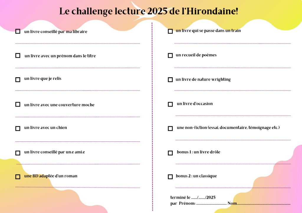 challenge lecture 2025 l'hirondaine